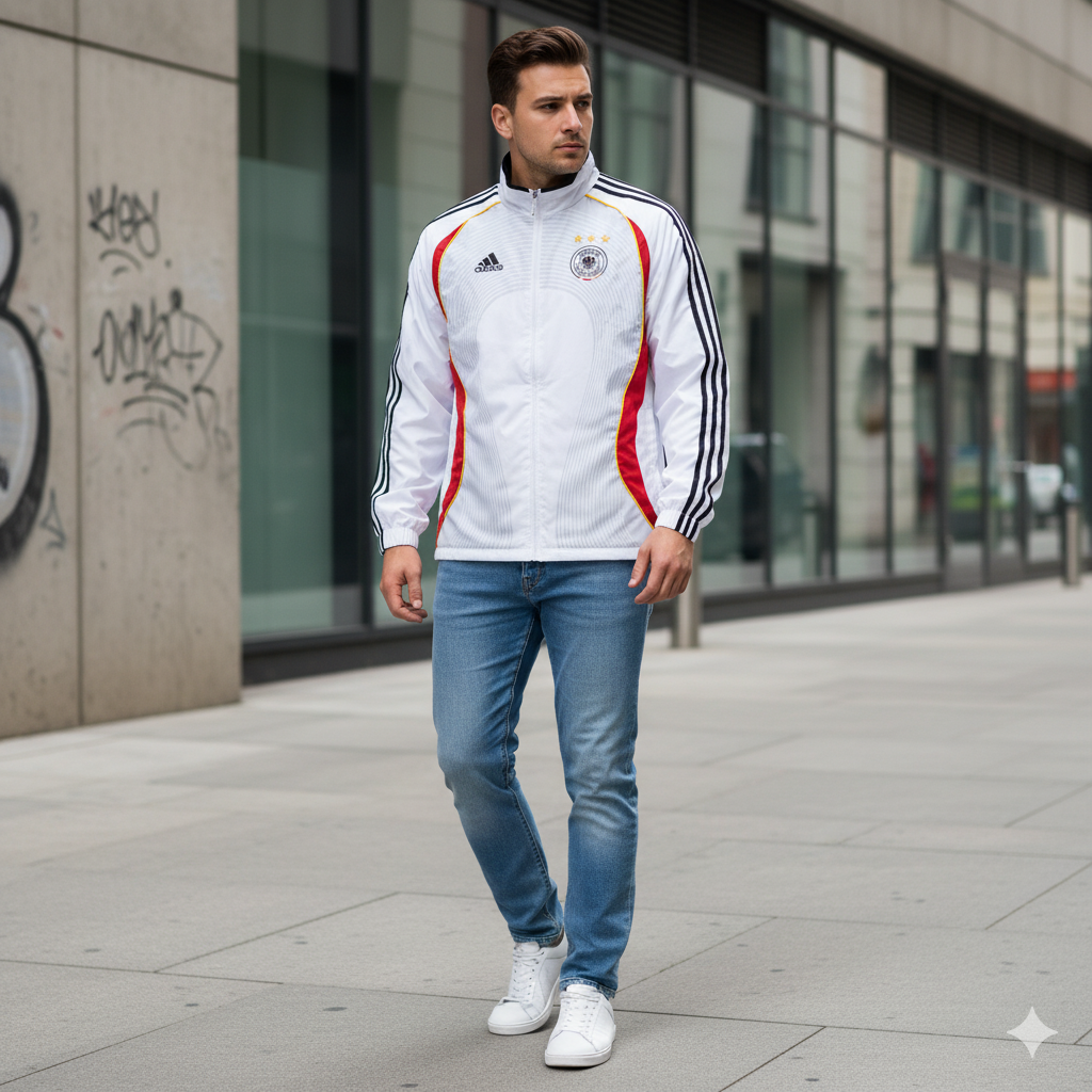 Cortavientos Retro Alemania Blanco y Negro - Vintage Die Mannschaft